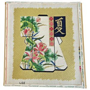 Lee Oriental 4 Seasons Summer Kimono Needlepoint Completed Finished Canvas Japan